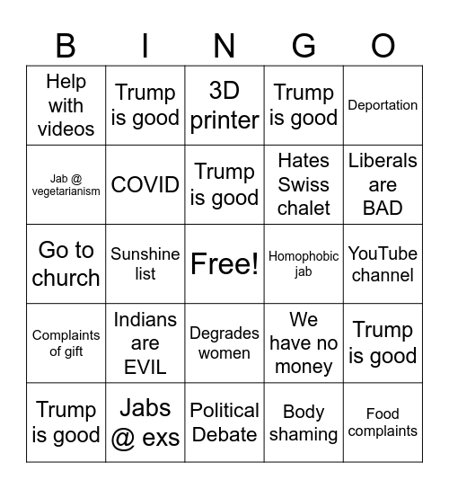 Linkert Bingo Card
