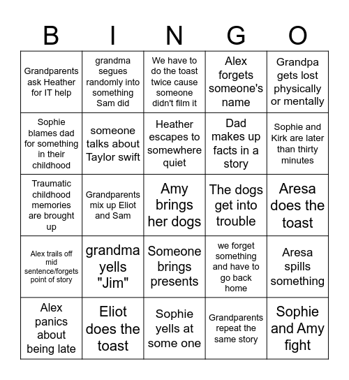Christmas Day Bingo Card