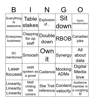 SKO 2016 bingo Card