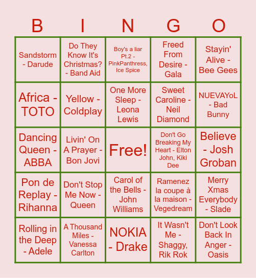 ONEFAM HOLIDAY BINGO Card