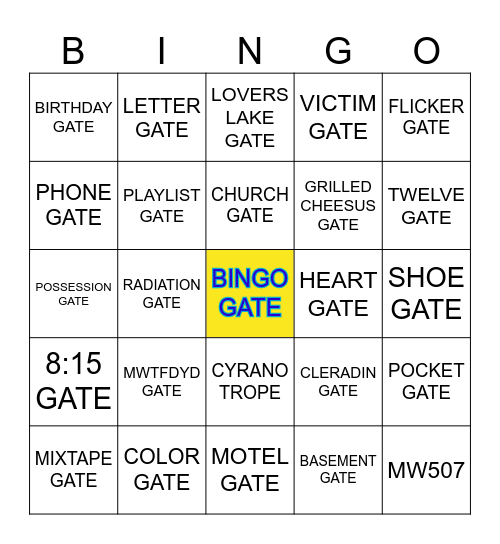 BINGOGATE Bingo Card