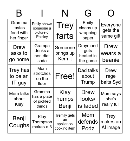 Walnut Christmas BINGO Card