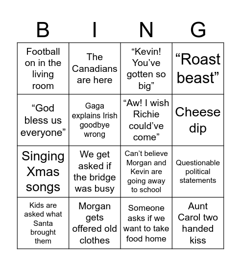 Christmas bingo Card