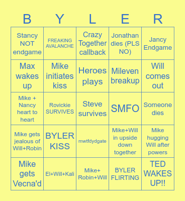 Stranger Things 5 Vol. 2!! Bingo Card