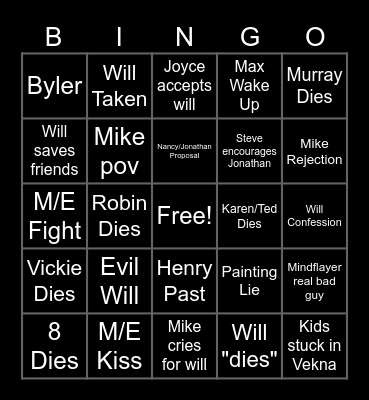 Stranger Things 5 vol.2 Bingo Card