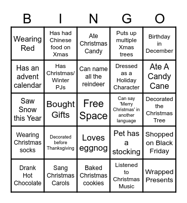 **Killius Christmas Bingo** Bingo Card