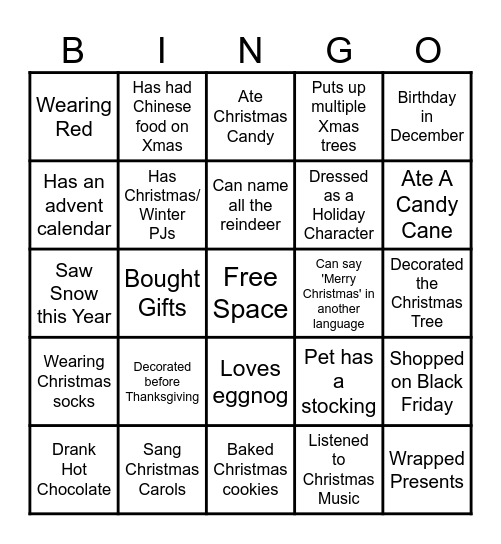 **Killius Christmas Bingo** Bingo Card