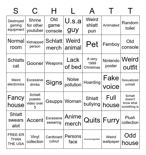 Jschlatt bingo Card