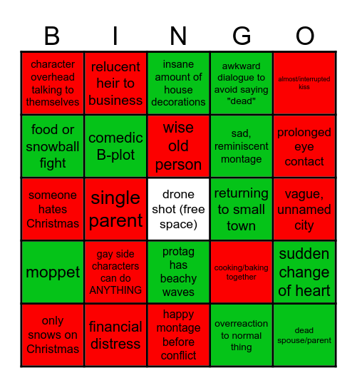 Bad Christmas Movie Bingo Card