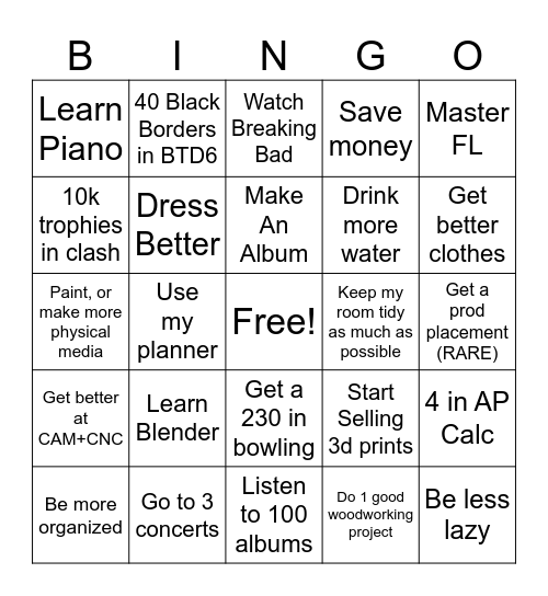 Life Bingo Card