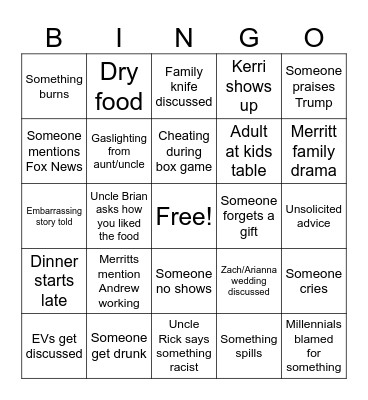 Xmas 2025 Bingo Card