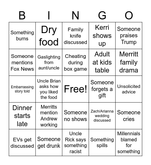 Xmas 2025 Bingo Card