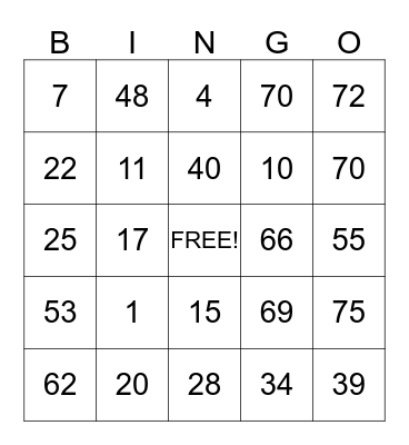 Park Manor Bingo Card