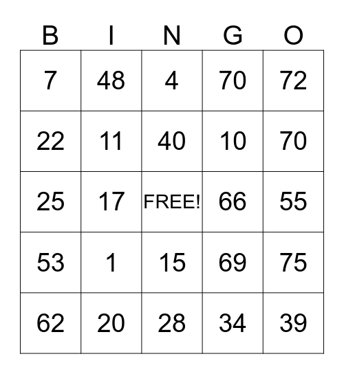 Park Manor Bingo Card