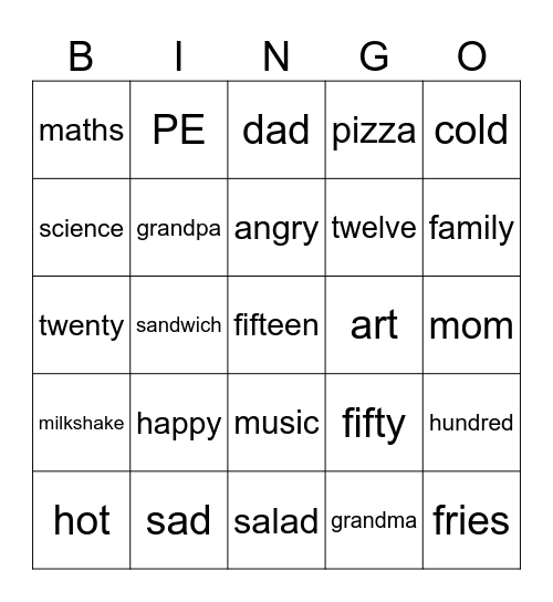 Happy New Year! Bingo Card
