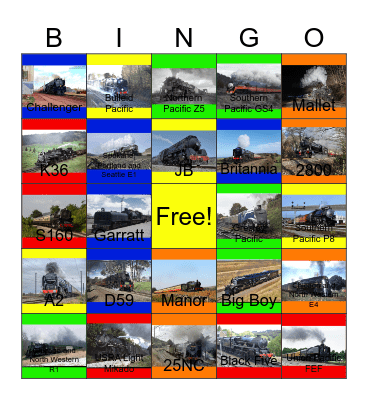 Steam Locomotives that I would like to make K&L Trainz one day Bingo Card