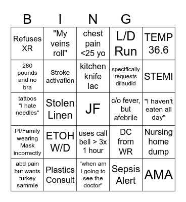ER XMAS BINGO Card
