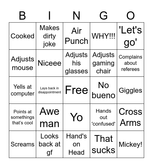 Boyfriend Bingo (Jeff) Bingo Card