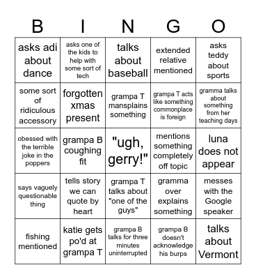 Christmas Bingo Card