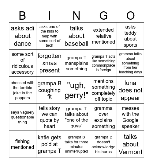 Christmas Bingo Card