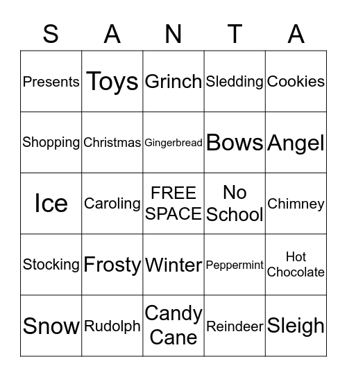 Christmas Bingo! Bingo Card