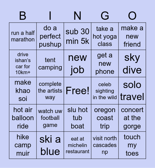 Leah 2026 Bingo Card
