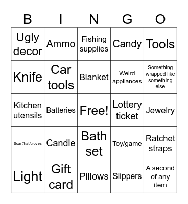 Gift Game Bingo Card
