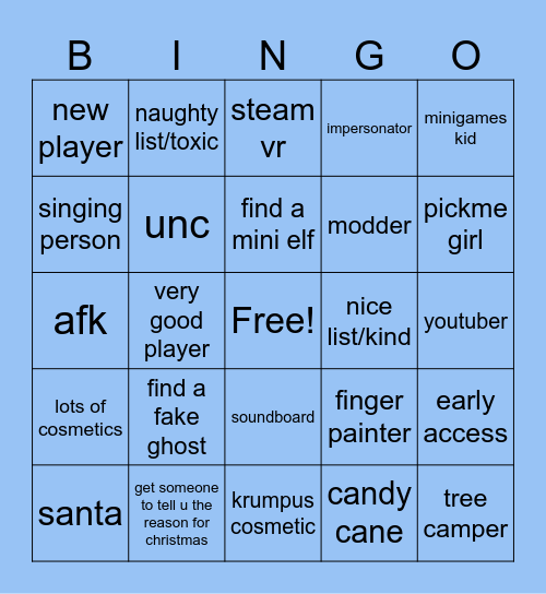 christmas gtag bingo Card