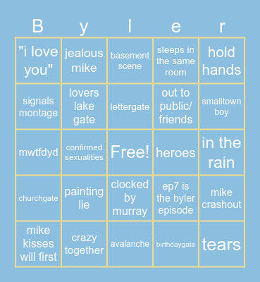BYLER Bingo Card