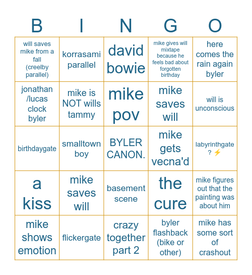 byler bingo Card