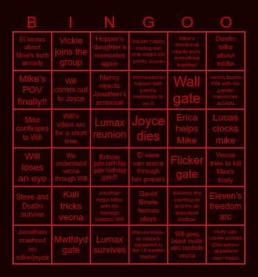 STRANGER THINGS 5 V2 Bingo Card