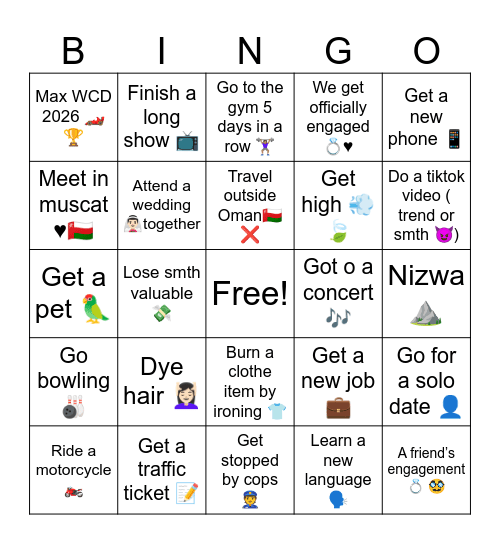 2026 Bingo Card