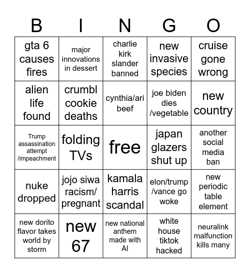 2026 bingo Card