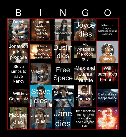 Stranger Things Season 5 Bingo Card