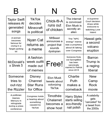 2026 BINGO - Alexa Bingo Card