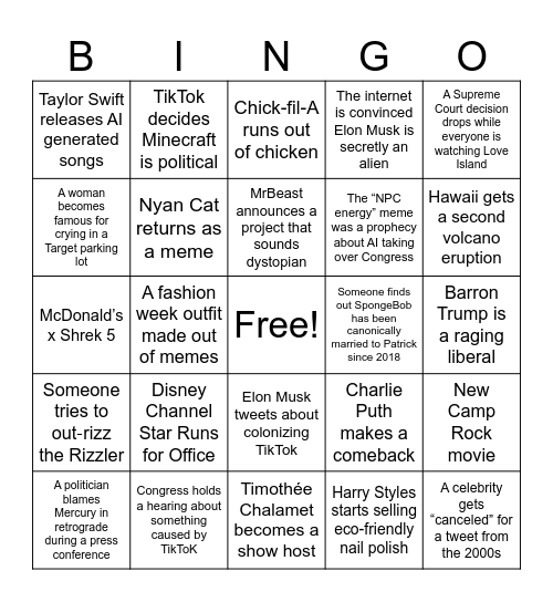 2026 BINGO - Alexa Bingo Card