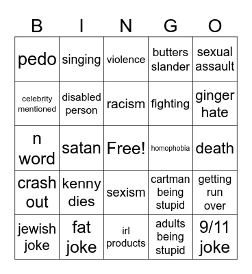 south park bingo Card