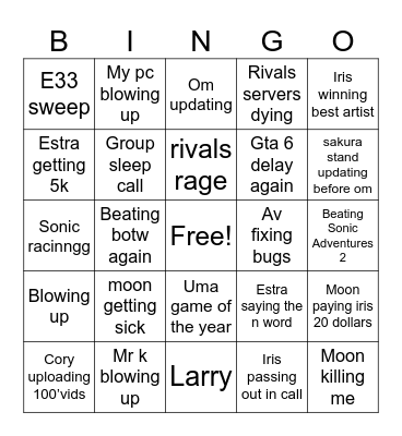 year Bingo Card