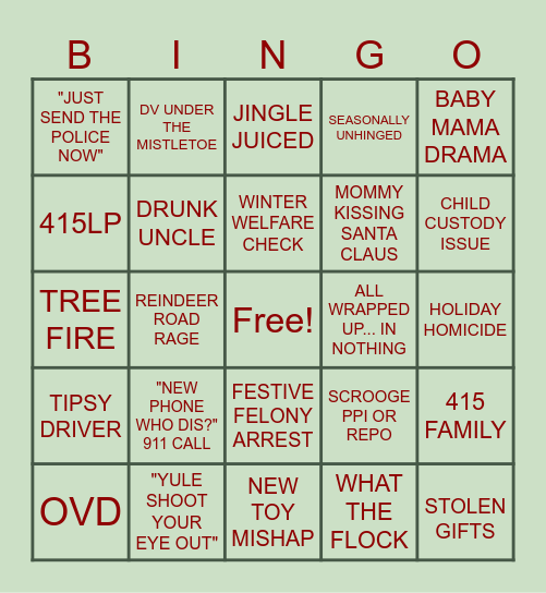 CHRISTMAS IN DISPATCH Bingo Card