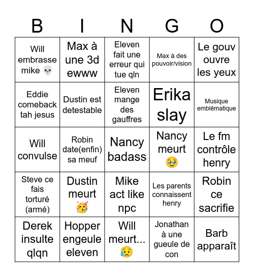 Stranger things part 2 Bingo Card