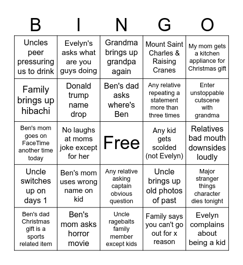 Christmas 2025 Bingo Card