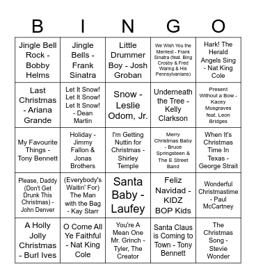 Christmas Brunch Bingo Card