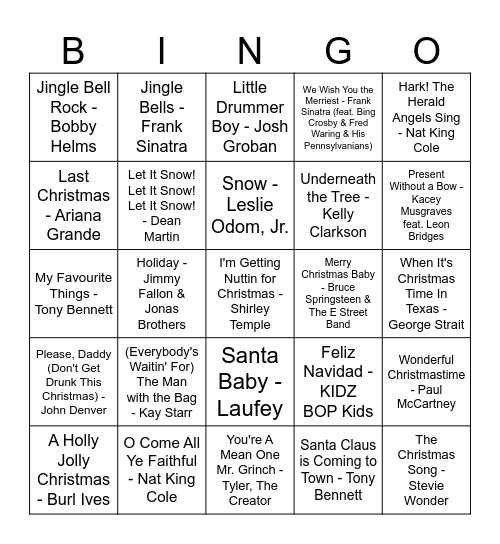 Christmas Brunch Bingo Card