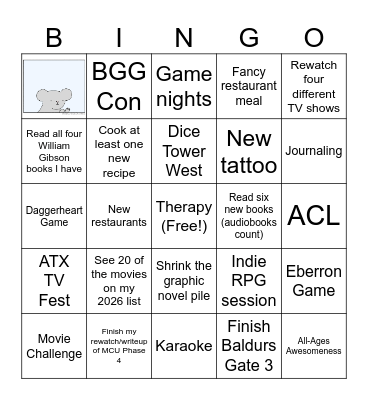 2025 Resolutions Bingo Card