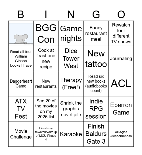 2025 Resolutions Bingo Card