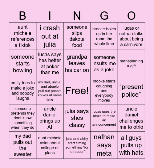 christmas bingo Card