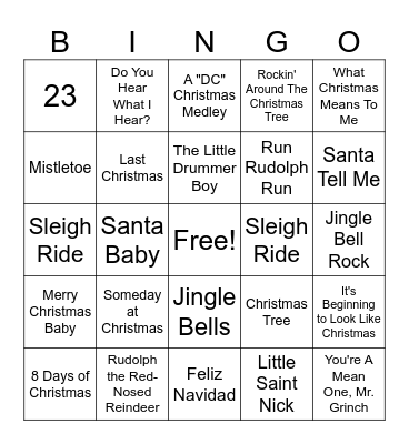 CHRISTMAS SINGO BINGO! Bingo Card