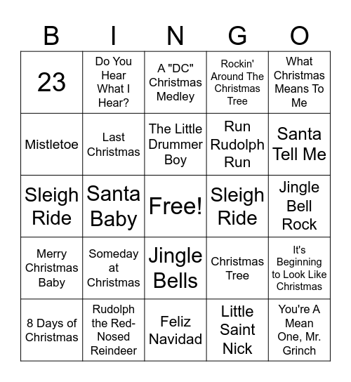 CHRISTMAS SINGO BINGO! Bingo Card