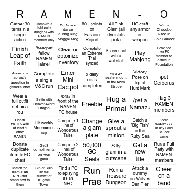 RAMEN-O / SAHJA-O Bingo Card