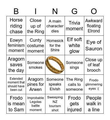 CUSTOM LOTR BINGO Card